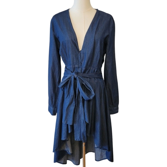 NY&C Blue Chambray Denim Hi Lo Dress Size Medium - Picture 1 of 4